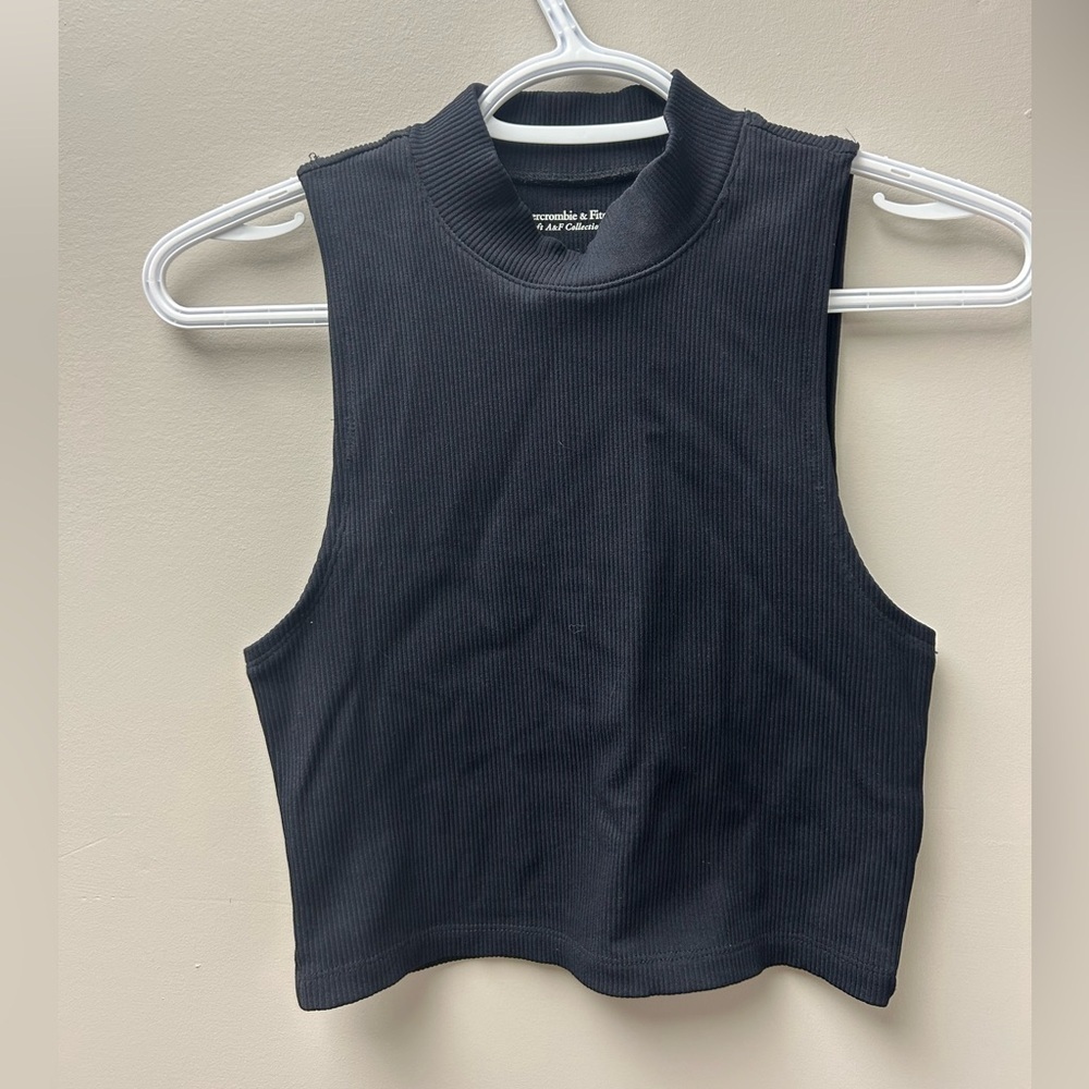 Abercrombie‎ & Fitch Black Ribbed Mock Neck Tank Top